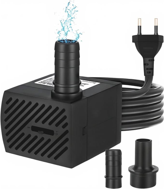 Mini-waterpomp - Compacte Dompelpomp - Ultrageluidloos - 280 l/u - Voor Mini-Aquarium en Tuin