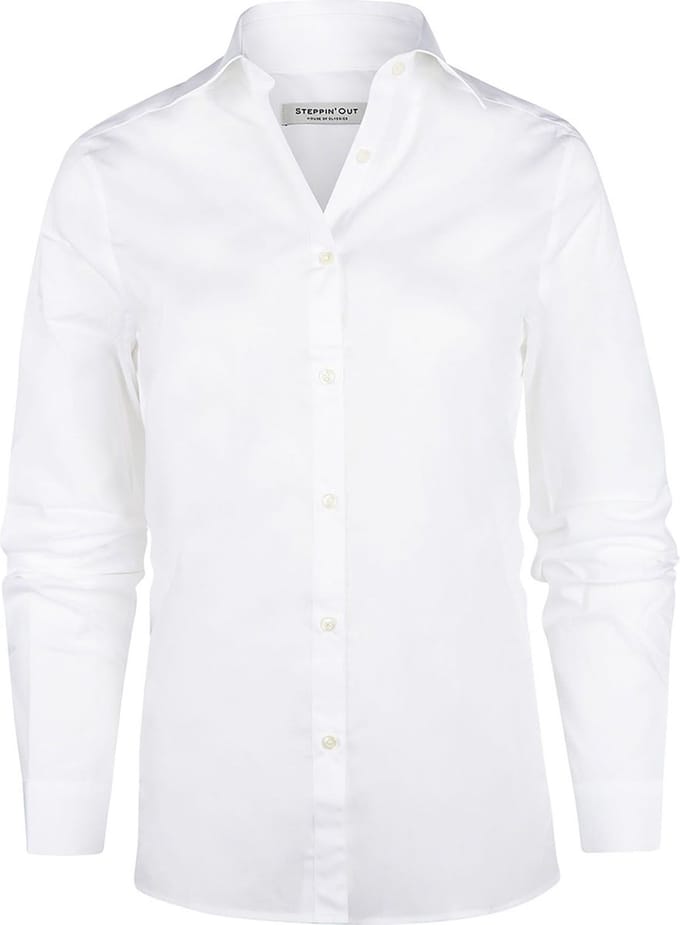 Steppin' Out Blouse Bibi Poplin Wit - Maat S - Heren