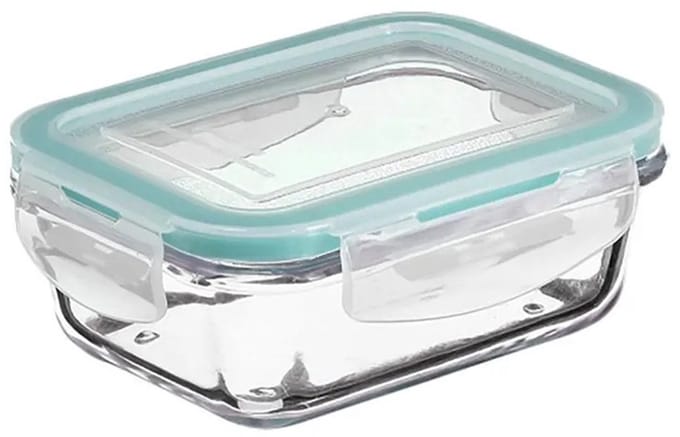 Set van 2 - Vershoudbakjes met deksel - glas - luchtdicht - met clips - 14 x 10 x 5 cm - 330 ml