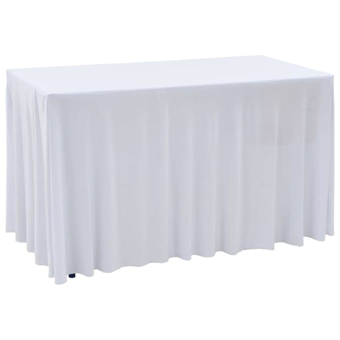 vidaXL - 2 - st - Tafelhoezen - stretch - met - rok - 183x76x74 - cm - wit