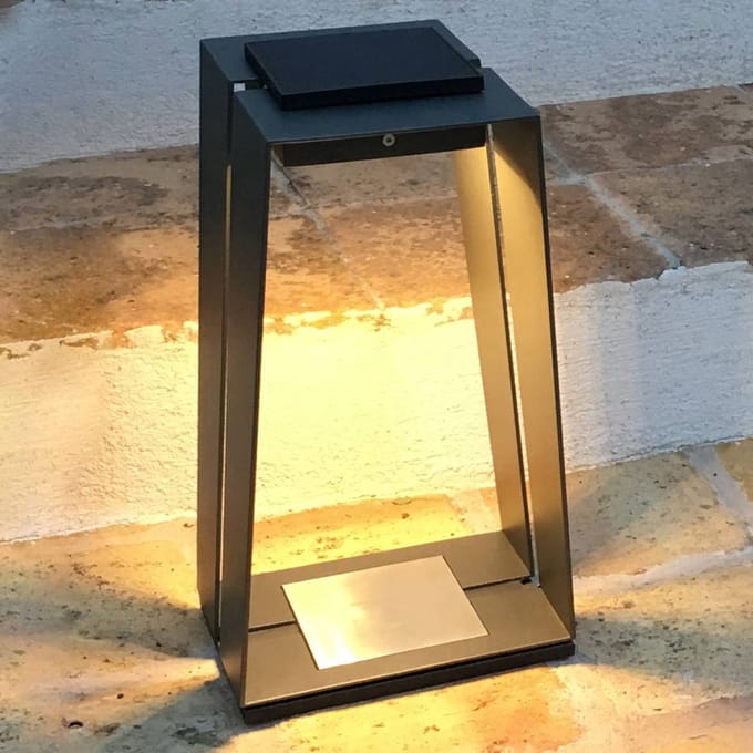 Les Jardins LED solarlantaarn Skaal van aluminium, 40 cm grijs