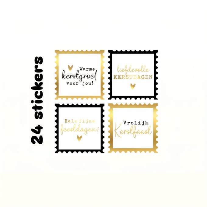 24x Sticker Kerstmis postzegel uitstraling