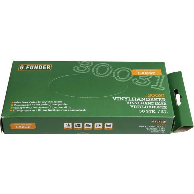 G.Funder Vinyl gloves size large 50 pcs per pack