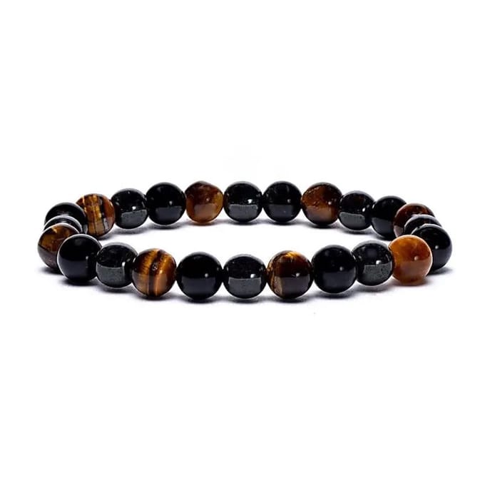 Armband Hematiet/obsidiaan/Tijgeroog Elastisch
