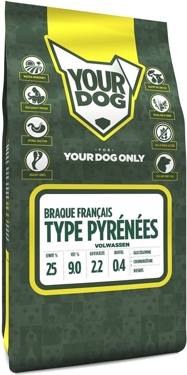 Hondenvoer Yourdog - Braque Français type Pyrénées - Buffel en Kippenvlees 3kg