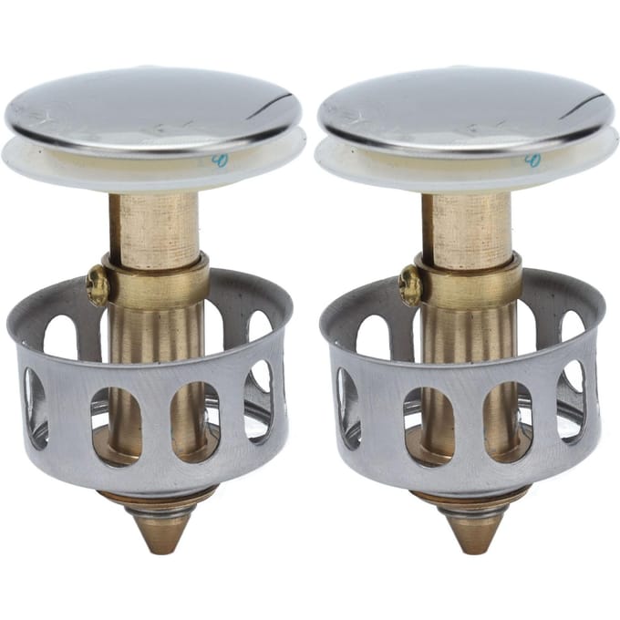 2 Pièces Push Bounce Core Bouchon d'Évier Universel à Poussoir Filtre de Drain Pop-Up pour Salle de Bain gray