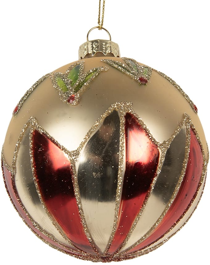 Clayre & Eef Kerstbal Overig Ø 8x8 cm Goudkleurig Glas Kerstballen