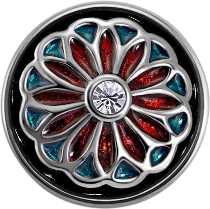 Quiges - Drukknoop Mini 12mm Bloem Rood en Blauw - EBCMK028