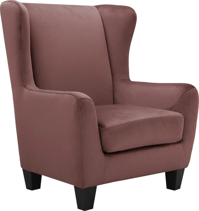 Zhili - Gestoffeerde Accent Stoel met Kruk in Fluweel Roos (101 x 84 x 84 cm)