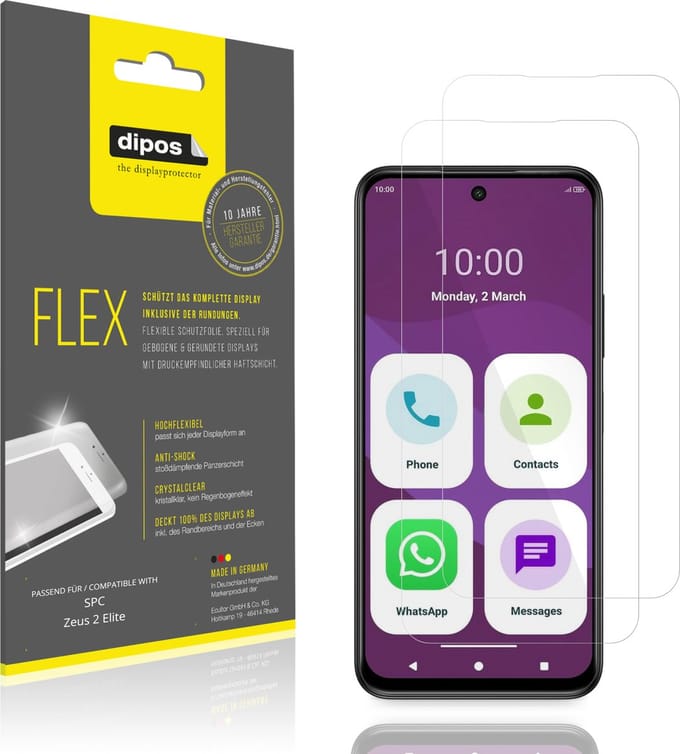 dipos – 2x Beschermfolie geschikt voor SPC Zeus 2 Elite | 3D Full Cover Screenprotector | 100% Passend