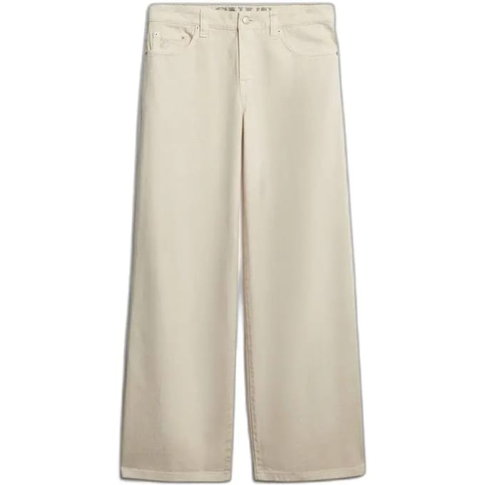 Superdry Mid Rise Baggy Broek Crème Grootte: 32/32