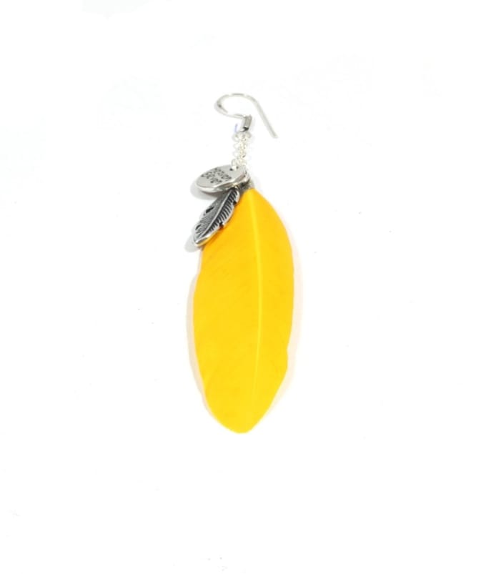 Heaven Eleven - oorbel - met veer yellow