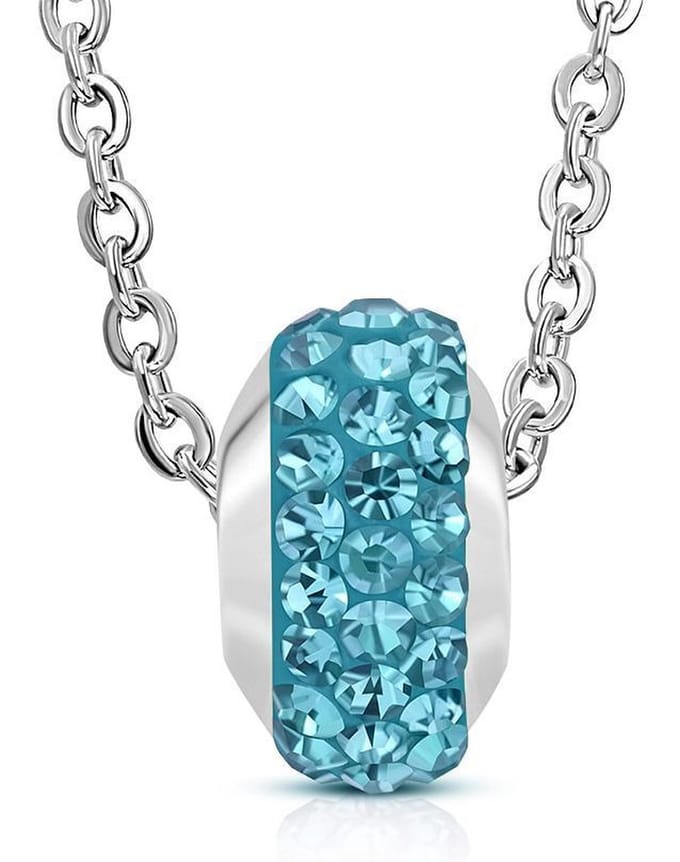 Amanto Ketting Cuma Blue - 316L Staal - Shamballa - 10x6mm - 45cm