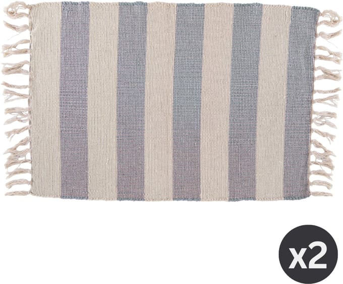 Gestreept tapijt IVAR met franjes - SET/2 – 50x80 cm, blauw