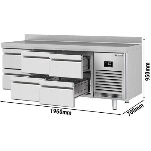 GGM Gastro Kühltisch Premium PLUS - 1960x700mm - 6 Schubladen - Aufkantung