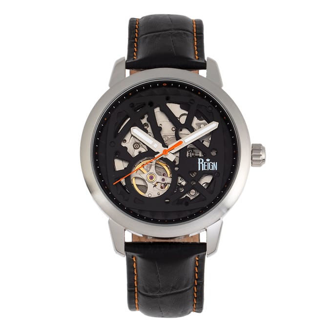 Reign Rudolf automatisch skelet horloge met leren band