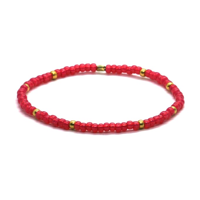 Armband framboos - goud RVS 3mm