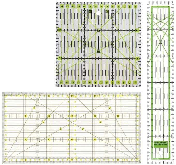 Patchwork Linialen Set van 3, Acryl Liniaal voor Quilten, Metingen en Creatieve Projecten, 30/45/60 Graden Hoek