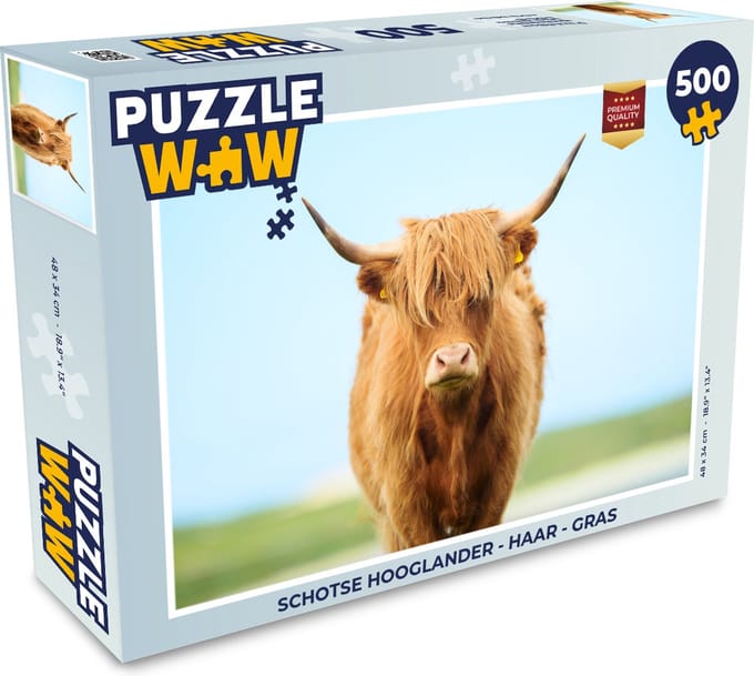 Puzzel Schotse hooglander - Haar - Gras - Legpuzzel - Puzzel 500 stukjes