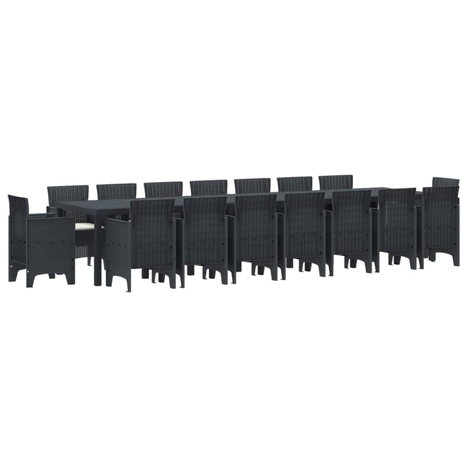 vidaXL - Tuin - eettafelset - met - kussens - 17 - st - Antraciet - PP