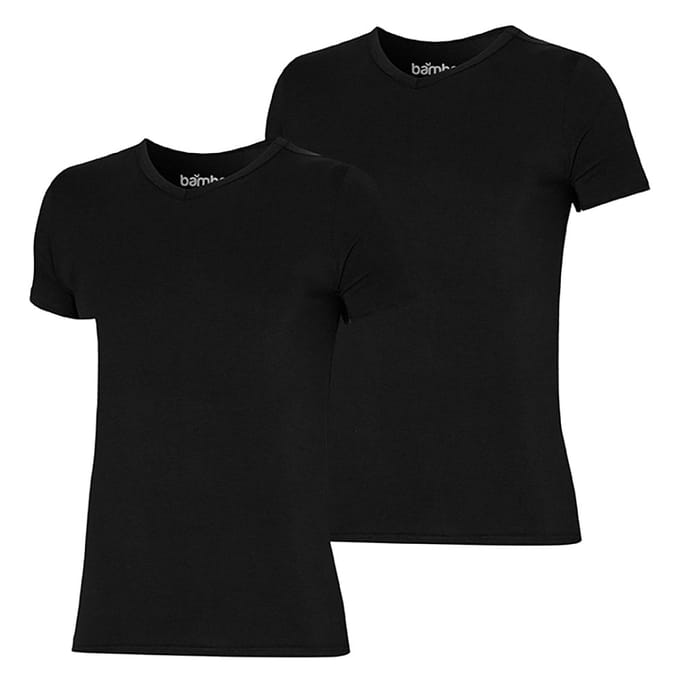 Bamboe T-Shirt heren -  V hals - Zwart - 2-Pak - L