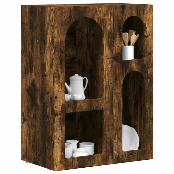 vidaXL - Dressoir - ELST - Rook - Eiken - 59 - x - 35 - x - 80.5 - cm - Bewerkt - hout