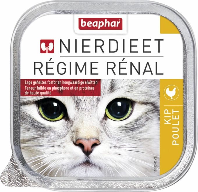 16x Beaphar Nierdieet Kattenvoer Nat Kip 100 gr