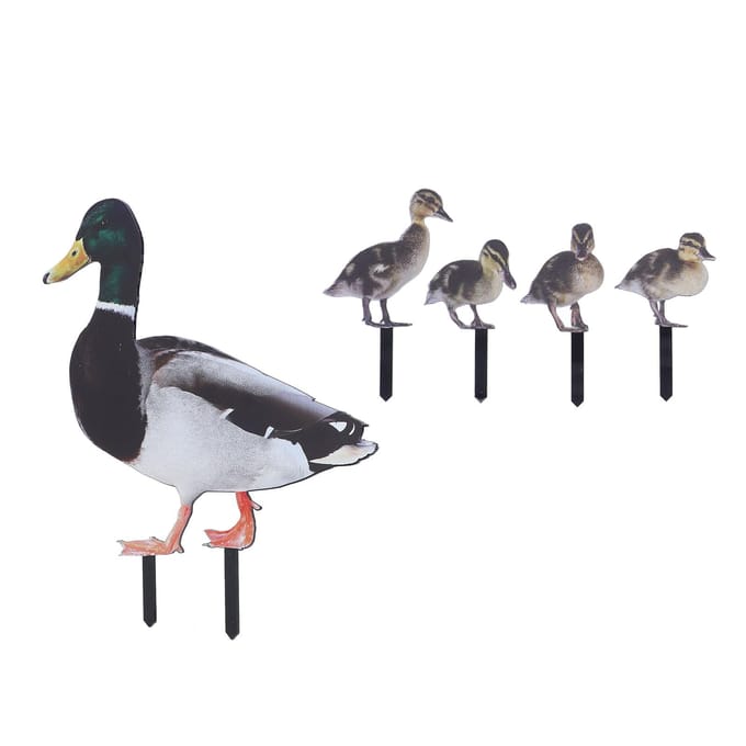 Eendentuinpalen Realistisch eendenfamiliebeeld Decoratieve acryl eendenfamilie tuinpalen Teken voor gray