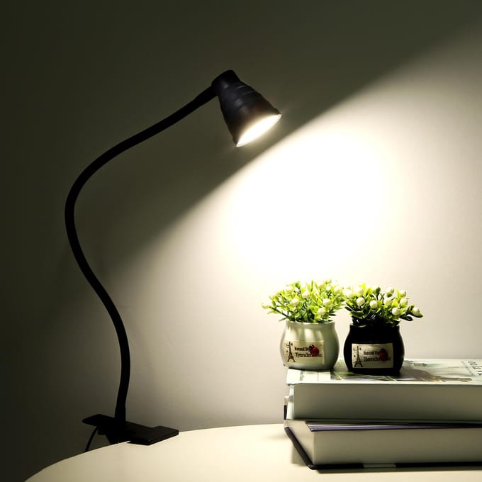 Tomshine 5W 24LEDs tafel bureaulamp lezen naast lichtklem CLip verlichtingsarmatuur USB-aangedreven wit
