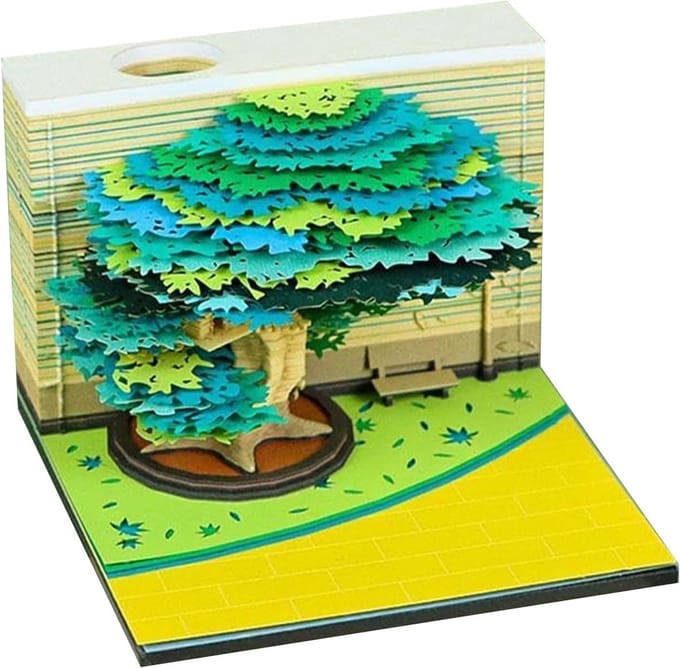 Bureaukalender 2026 - Scheurkalender Memo Pad - Dagelijkse Planning - 3D Boom Ontwerp - 8.5 x 8.5 x 6.3 cm