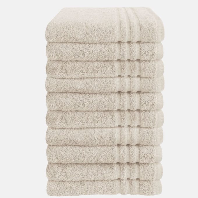 Byrklund Handdoek - Set van 10 - Hotelkwaliteit - 100% katoen (BCI) - 500 g/m² - 50x100 cm - Beige