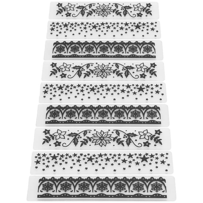 9 Stuks Embossing Map DIY Plastic ConcaafConvex Embossed Sjabloon Papier Ambachten voor Kaart Scrapbook white