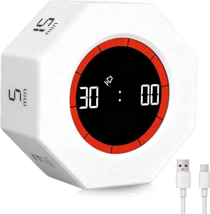 Digitale Flip Timer met Voorgedefinieerde Tijden - Countdown Klok voor Pomodoro, Focus & Koken
