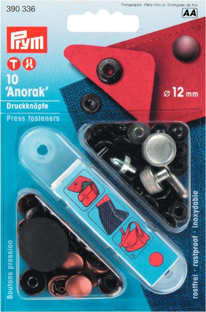 Naaivrijdrukknopen ANORAK 12 mm oudkoper 10 st. - Drukknopen Sport & Camping - Prym
