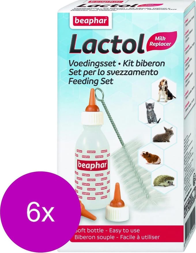 Beaphar Lactol Voedingsset Inclusief Zuigflesje - Melkvervanging - 6 x per stuk