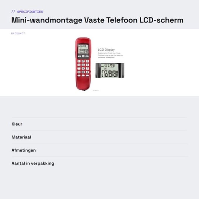 Dailygoods- Wandtelefoon met LCD-scherm - Dubbel nummerherkenningssysteem