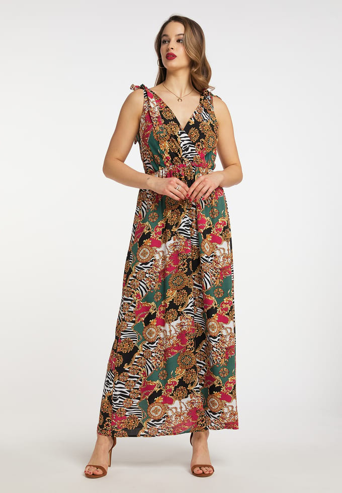 Faina Maxi-jurk met all-over print Dames Rood Veelkleurig