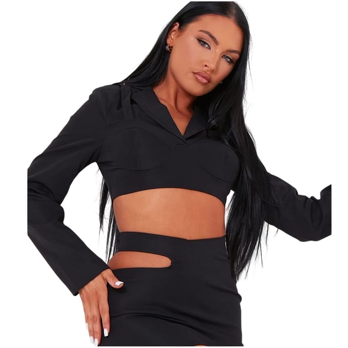 Missy Empire Korte blazer van polyester voor dames (Zwart)