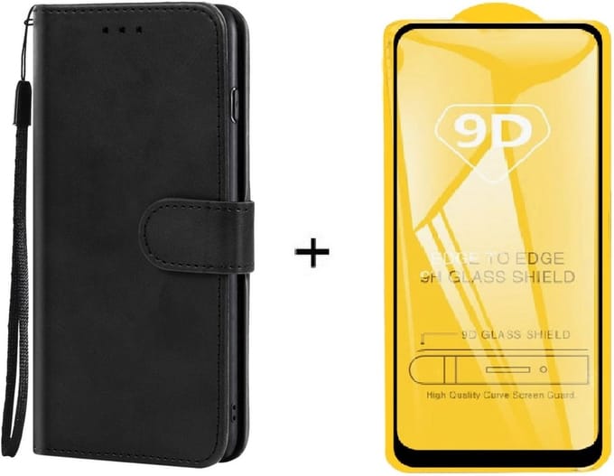 Motorola moto G200 5G zwart agenda book case hoesje + full glas screenprotector