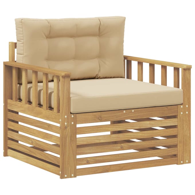 vidaXL - Buitensofa - Polyester - wit - en - beige