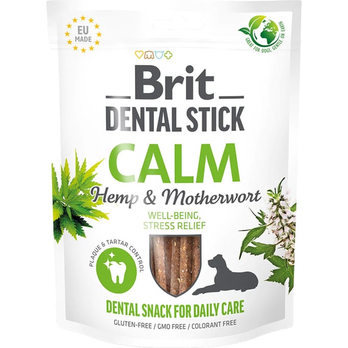 251g (7st) Brit Dental Stick Kalm met Hennep & hartenkruid Hondensnacks