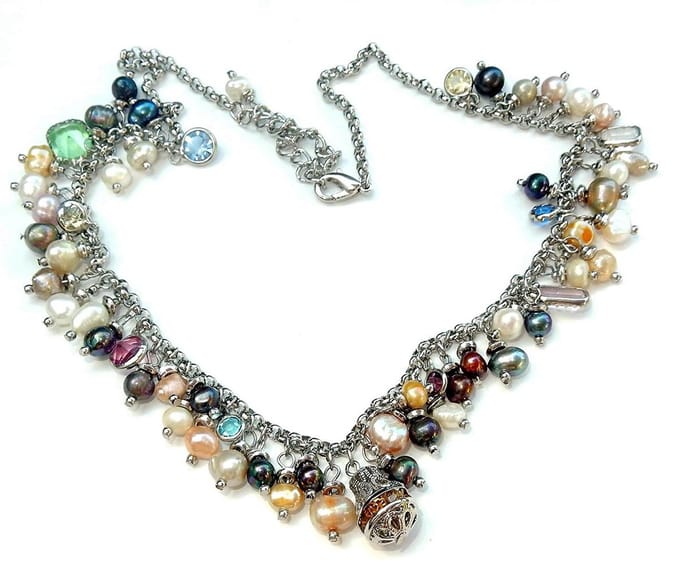 Zilveren Parel Edelsteen Collier