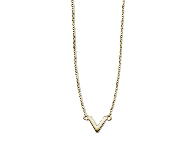Ketting met V teken Zilver Gold-Plated XN004G 42-45cm