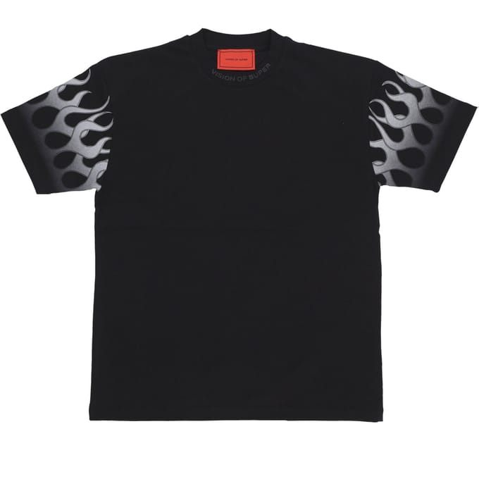 Flames Tee Heren T-shirt Zwart/wit