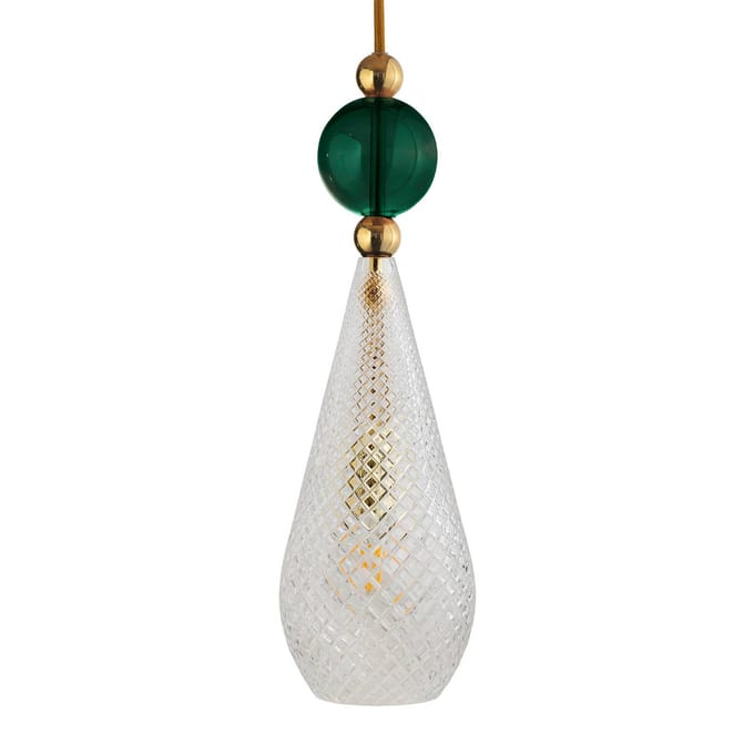 EBB & FLOW Smykke L goud kristal ruit groen balletje