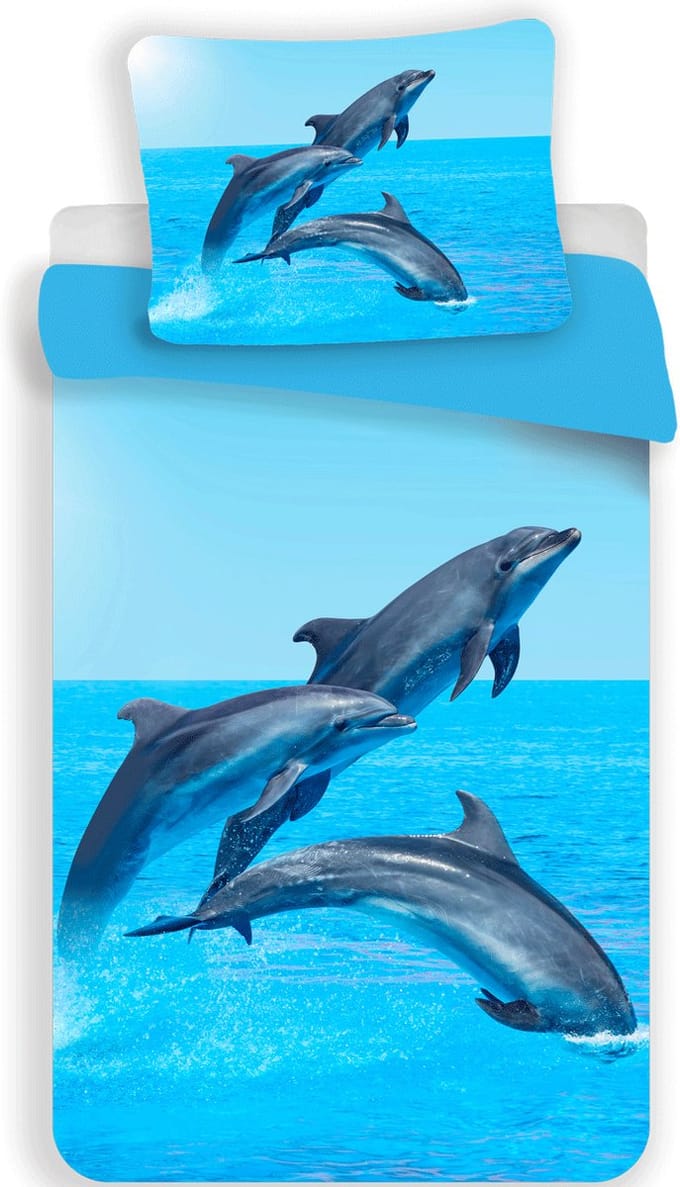 Dolfijnen dekbedovertrek 140 x 200 cm - 70 x 90 cm - polyester