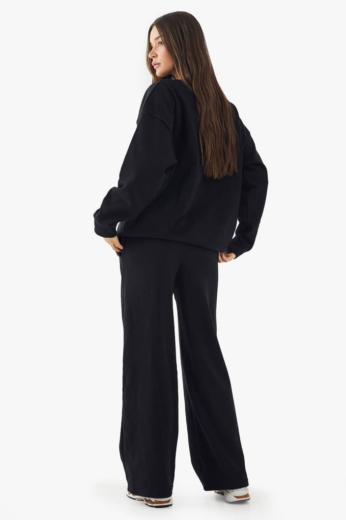 boohoo Dames DSGN Studio Geborduurde Jogger met Rechte Pijp | Zwart | Maat: Small