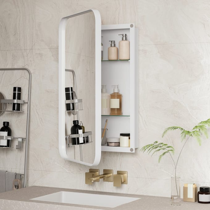 REDOM - Spiegelkast - Wandmontage Of Inbouw - Eigentijds - Badkamer - Glas En Metaal - Wit