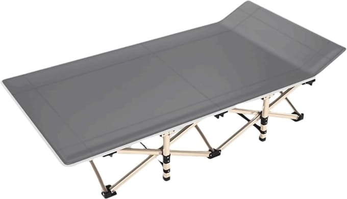 Vouwbed - Campingbed - Buiten slapen - Sterk stalen frame - 190 x 80 cm - Grijs