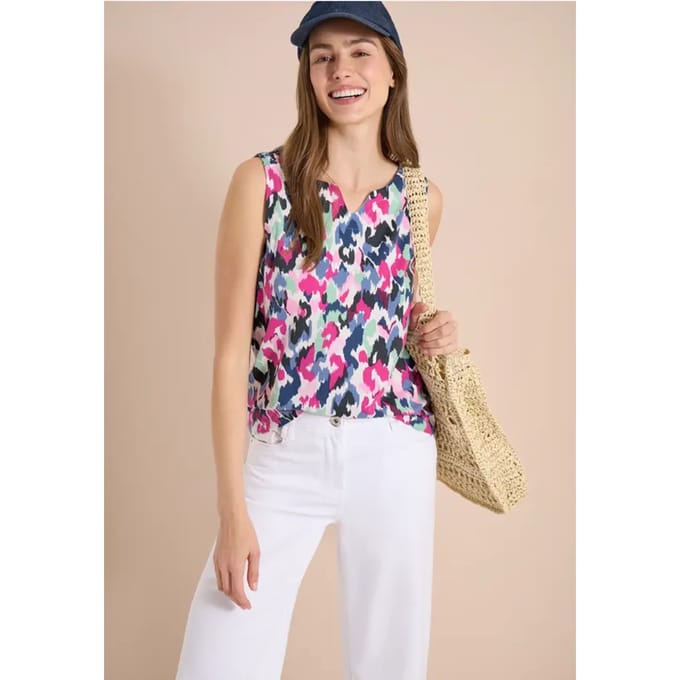 Top met gespleten hals en print